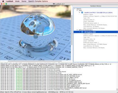 Mac miniはGPU付き？LuxMarkでLuxCoreRenderベンチマーク！？